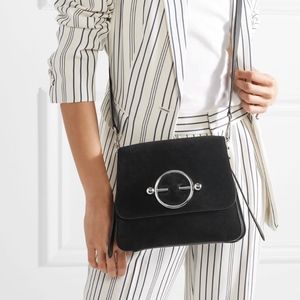 New Authentic J W ANDERSON BLACK SUEDE AND LEATHER DISC BAG